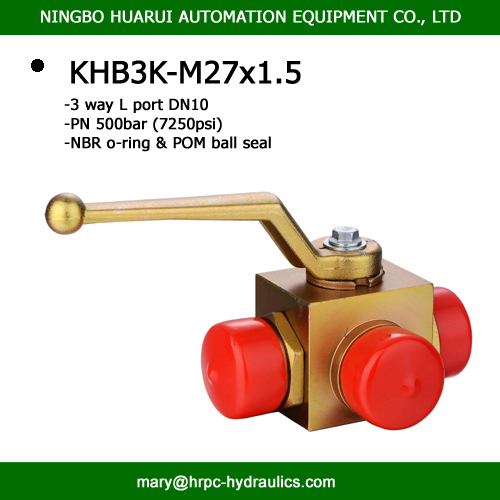 hydac hydraulic high pressure M27x1.5 3-way carbon steel ball valve