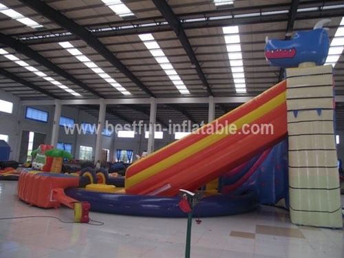 Dinosaurs inflatable water park with swimming pool
