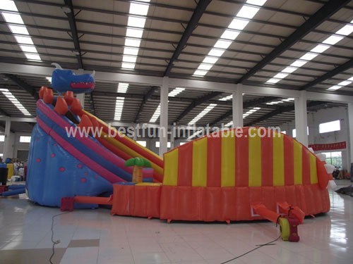 Dinosaurs inflatable water park with swimming pool