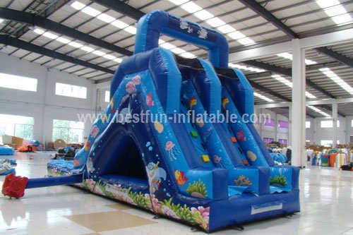 Small Undersea World Hippo Inflatable Water Slide