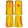 Gold / Red Unisex Children - Adult Sublimated Basketball Uniforms Light Weight