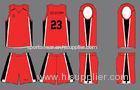 White / Red / Black Breathable Custom Sublimated Basketball Uniforms Unisex