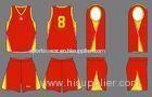 Red / Yellow Regular Fit Polyester Sublimated Basketball Uniforms Stretchy