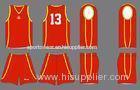 XS - 5XL Red / Yellow Children - Adult Sublimated Basketball Uniforms Regular Fit Polyes