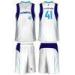 White / Navy Blue Quick Dry Unisex Sublimated Basketball Uniforms Heat Transfer Printing