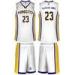 White / Yellow / Navy Blue Design Team Basketball Uniforms Silk Screen