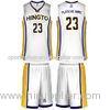 White / Yellow / Navy Blue Design Team Basketball Uniforms Silk Screen