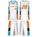 White / Blue / Orange / Black Customized Breathable Sublimated Basketball Uniforms