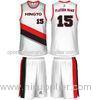 Embroidery White / Red / Black Unisex Sublimated Basketball Uniforms Light Weight