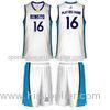 Personalised White / Light Blue Embroidery Sublimated Basketball Uniforms Children - Adul