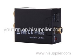 Digital to Analog Audio Converter black converts Coaxial or Toslink digital audio signals to analog L/R audio