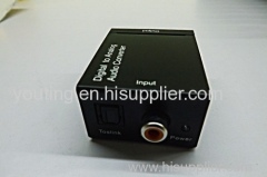 Digital to Analog Audio Converter black converts Coaxial or Toslink digital audio signals to analog L/R audio