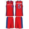 Pro Mesh Red / Blue Fabric Quick Dry Sublimated Basketball Uniforms Light Weight
