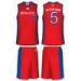 Pro Mesh Red / Blue Fabric Quick Dry Sublimated Basketball Uniforms Light Weight