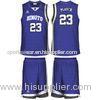 Custom Blue Heat Transfer Sublimated Basketball Uniforms Elastic Mesh