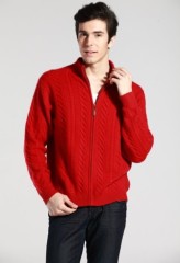 Full-zip men's cable pullover