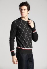 wool blended intarsia men's pullover