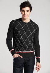 wool blended intarsia men's pullover