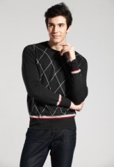 wool blended intarsia men's pullover