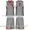 OEM Gray Panels Silk Screen Sublimated Basketball Uniforms Quick Dry