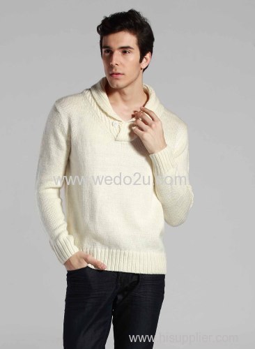 White men's wool/acrylic sweater