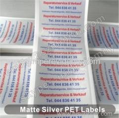 Custom Indesteructible Water Proof Matte Silver PET Vinyl Address Label With Company Name Contact Details