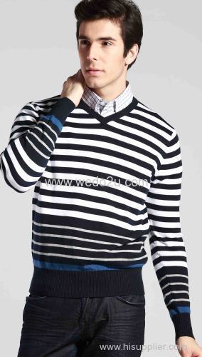 Men's V neck striped Sweater