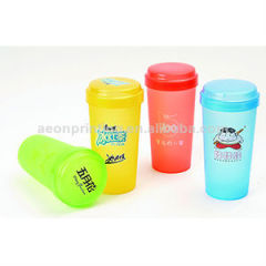 Heat transfer film for plastic drinking cup with vivid pattern