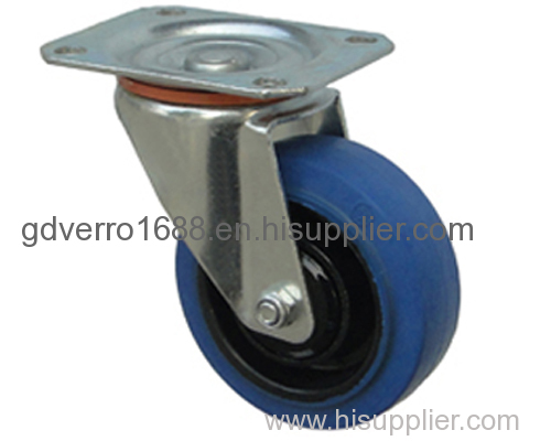 Industrial swivel ball bearing top plate fitting elastic rubber casters