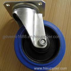 Blue industrial swivel ball bearing top plate fitting elastic rubber casters