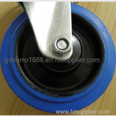 Blue industrial swivel ball bearing top plate fitting elastic rubber casters
