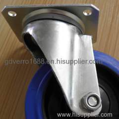 Blue industrial swivel ball bearing top plate fitting elastic rubber casters