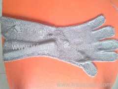 Long sleeve metal mesh cut resistant gloves