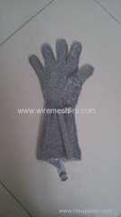 Long sleeve metal mesh cut resistant gloves