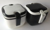 3 Layers portable locked plastic lunch box with spoon
