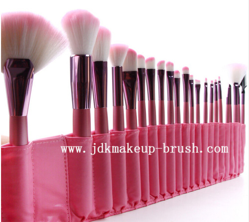 Pink cosmetic makeup brush set