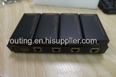 HDMI Splitter 1X4 By Single CAT(Up TO 60m & Support 3D Full HD) Support signal retiming