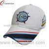 Heavy Cotton Twill Custom Fitted Baseball Hats White With Blue Sandwich Peak