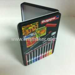 two pieces crayon tin case