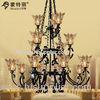 Hotel / Home Furnishing Wrought Iron Large Hotel Chandeliers with Metal and Glass