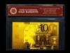 Double logo 100 euro foil 24k gold banknote with pvc frame + COA