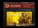 Double logo 100 euro foil 24k gold banknote with pvc frame + COA