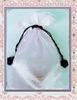 White Organza Drawstring Pouch With Stamp Printing Water Resistant