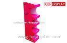 Foods Floor POP Cardboard Display Stand Pink With Four Tier