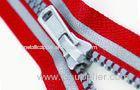 Fashion 5# Red And Gray Plastic Glow Reflective Zipper 2 Way C/E C/E