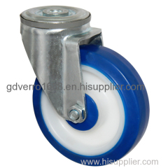 blue swivel TPE casters with bolt hole fitting