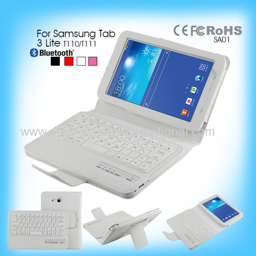 2014 High Quality Leather Bluetooth Keyboard Case for Samsung Tab 3 Lite T110/T111