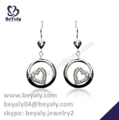 fashion jewelry gifts for women CZ heart 925 sterling silver earrings