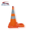 Retractable traffic cone with LED flash light