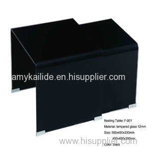 black tempered glass nesting table